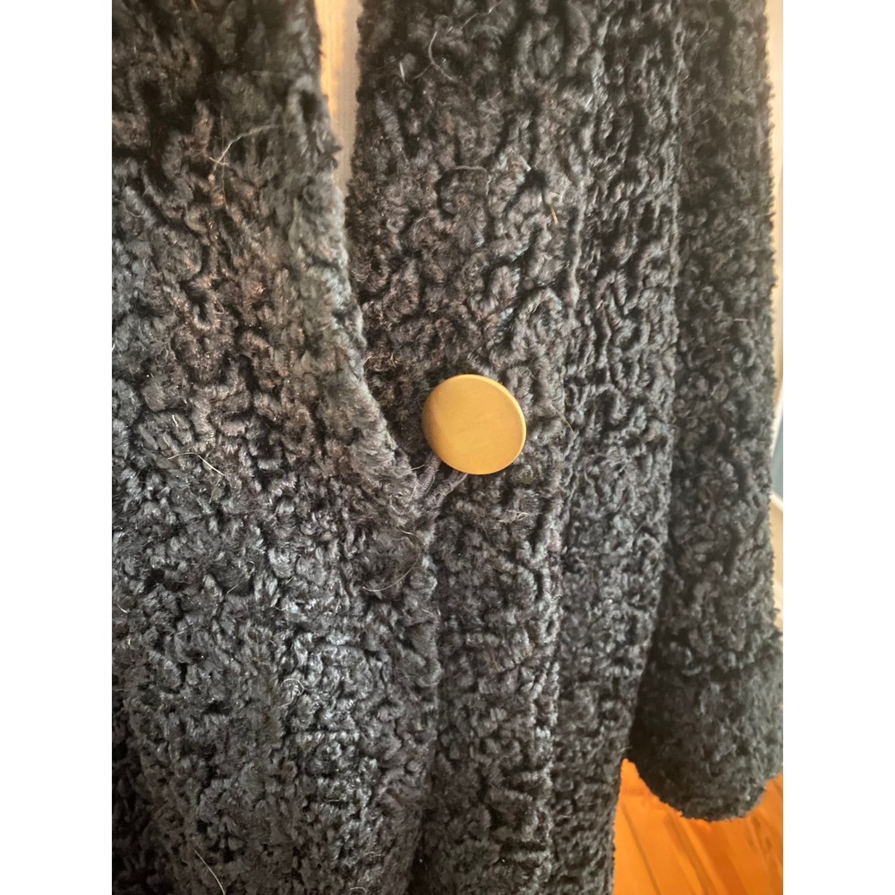 50 VTG Black Persian Lamb Fur Coat luxury old money rockabilly - Picture 5 of 12